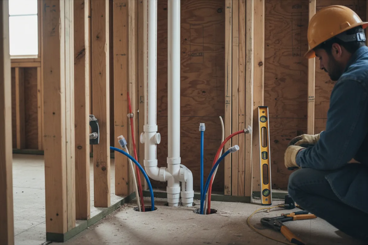Drain and supply rough-in during Drain Cleaning in Franklin